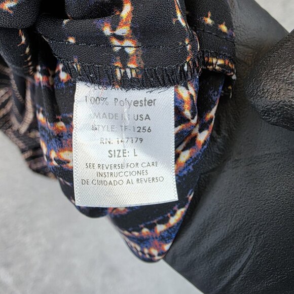 Veronica M Shirt Womens Large Black Multicolor Surplice Wrap Sleeveless Made USA - Picture 7 of 9